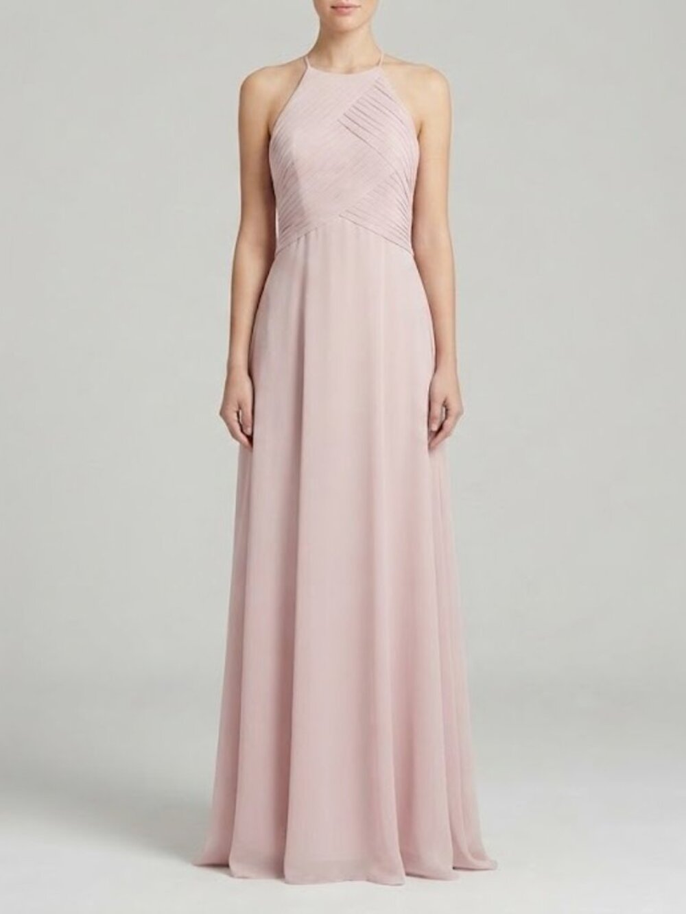 Light Pink Halter Floor Length Formal Dress - Picture 1 of 13